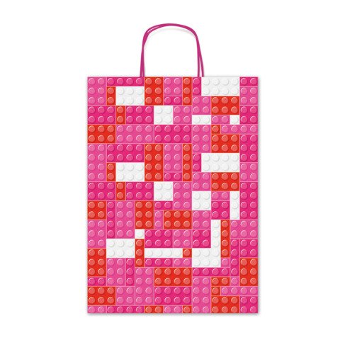 Borsa shopper Rex-Sadoch Allegra Mattoncini su kraft bianco – 16x8x21 cm rosa/rosso – conf. 25 pz – SDF16-276J