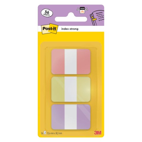 Segnapagina Post-it® Index Pastel Tabs 24×38 mm – rosa, giallo, viola – conf. 3/12 ff – 686-3 SUN