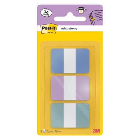 Segnapagina Post-it® Index Pastel Tabs 24×38 mm – blu, viola, verde – conf. 3/12 ff – 686-3 COAST