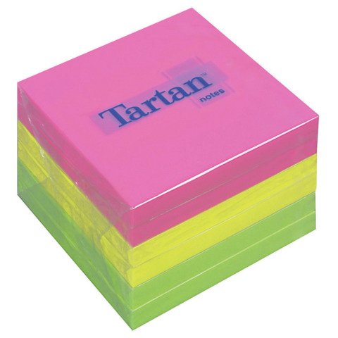Foglietti riposizionabili Tartan™ Notes 76×76 mm colori assortiti neon – conf. 6 blocchetti da 100 ff – 654 N