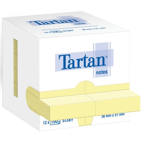 Foglietti riposizionabili Tartan™ Notes 51×38 mm giallo – conf. 12 blocchetti da 100 ff – 5138Y