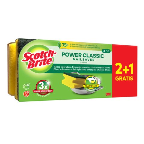 Spugna salva unghie Scotch-Brite® Power Classic Nailsaver – conf. 2+1 OMAGGIO 48x90x201 mm – 7100309866