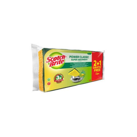 Spugna in fibra verde vegetale Scotch-Brite® Power Classic  conf. 2+1 OMAGGIO 20x105x230 mm – 7100242530