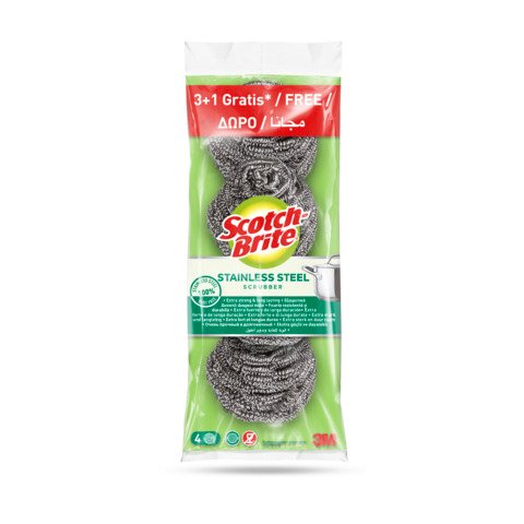 Paglietta in acciaio inossidabile Scotch-Brite® conf. 3+1 OMAGGIO. 37x107x300 mm – 7100252204