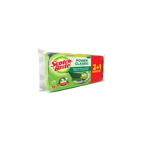 Spugna abrasiva Scotch-Brite® Power Classic antibatterica conf. 2+1 OMAGGIO 24x110x203 mm – 7100316712