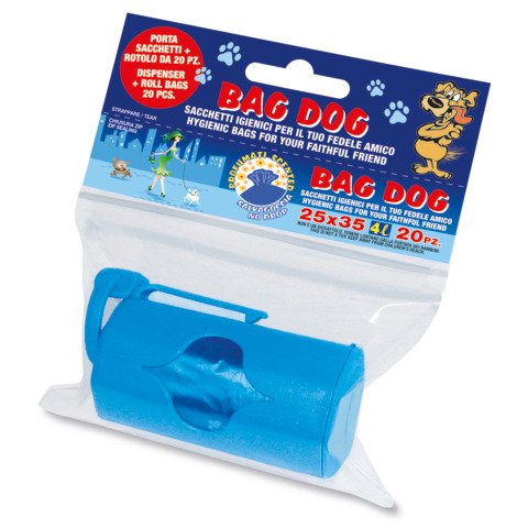 Porta sacchetti + rotolo sacchi igienici profumati Peter Pan Plast Bag Dog conf. 20 pz 25×35 cm – DOG25DI