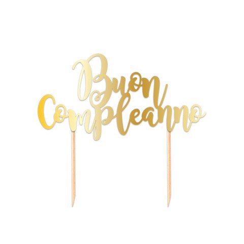 Cake Topper in carta 20 cm Big Party oro metal Buon Compleanno 74430
