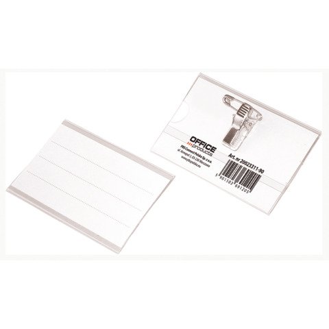 Portabadge trasparente Office Products con clip a spilla conf. 50 pz 90×57 mm 20023311-90