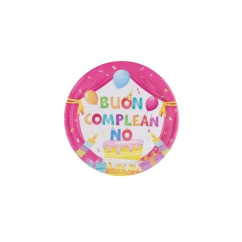 Piatti in carta Party Go Buon Compleanno rosa conf. 6 pz 23 cm AA0076-T