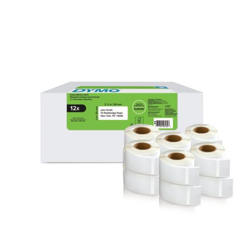 Rotoli 500 etichette per Indirizzi DYMO® Label Writer 25×54 mm – bianco – VALUE PACK 12 rotoli – 2177563