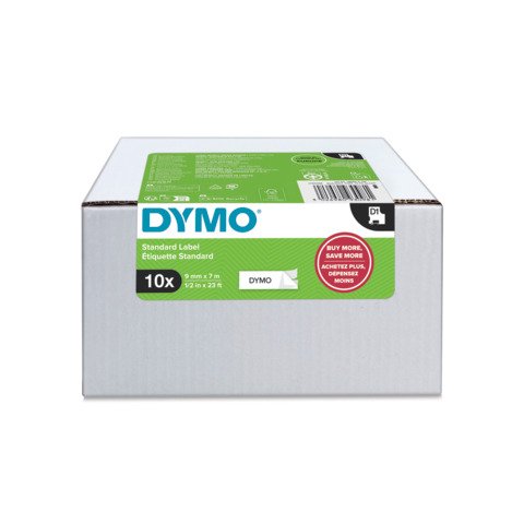 Nastro per etichettatrici DYMO® D1 19 mm x 7 m nero/bianco – VALUE PACK 10 rotoli 2093098