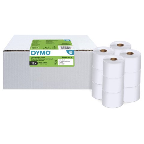 Rotoli 260 etichette DYMO® Label Writer per Indirizzi Estesi 36×89 mm – bianco – VALUE PACK 12 rotoli – 2093093