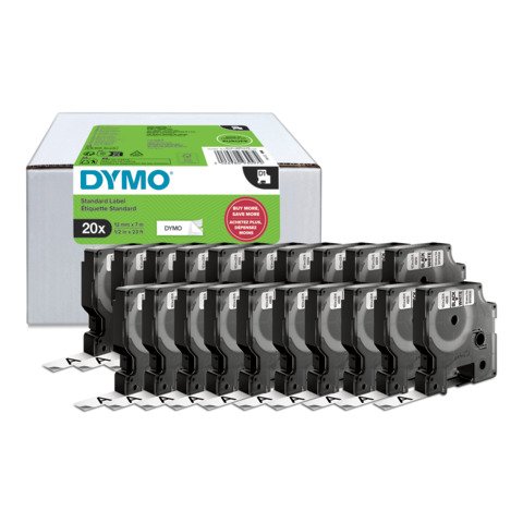 Nastro per etichettatrici DYMO® D1 12 mm x 7 m nero/bianco – VALUE PACK 20 rotoli 2231632