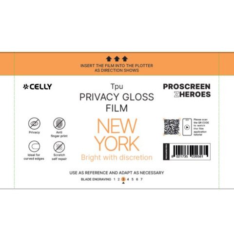 Pellicola protettiva per Smartphone Celly New York Glossy – conf. 5 pz – Pro Privacy – PROFILMPRO5PRIV