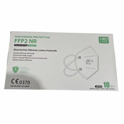 Mascherine filtranti protettive FFP2 NR bianco – imbustate singolarmente – conf. 10 pz – JD-99