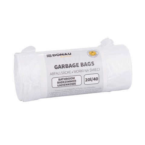 Sacchi immondizia per rifiuti inorganici Donau Home 20 L 55×44 cm – 7 µm bianco – rotolo 40 pz – 22129369-14