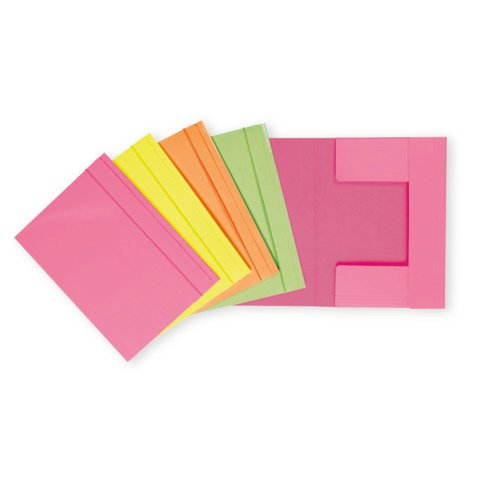 Cartella a 3 lembi con elastico Favorit 25×34,5 cm dorso 0-3 cm – conf. 25 pezzi in colori assortiti neon – 400207016