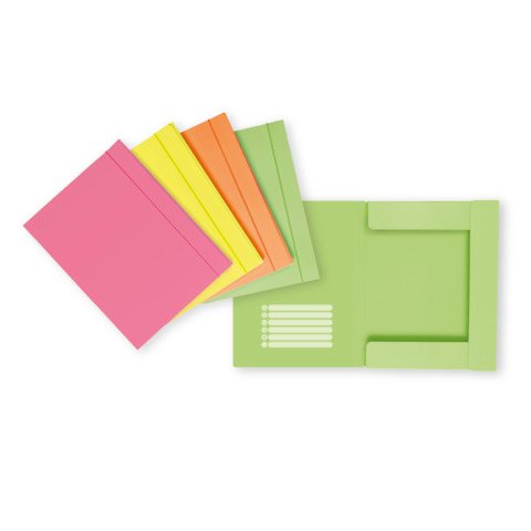 Cartella a 3 lembi con elastico Favorit 24,5×33 cm dorso 1 cm – conf. 12 pezzi in colori assortiti neon – 400207017