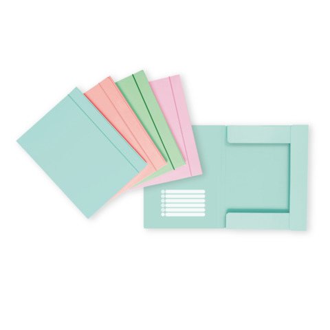 Cartella a 3 lembi con elastico Favorit 24,5×33 cm dorso 1 cm – conf. 12 pezzi in colori assortiti pastello – 400207015