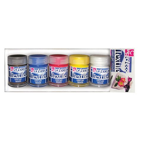 Colori per stoffa Deco 35 ml conf. 5 pezzi in colori assortiti 1633/5