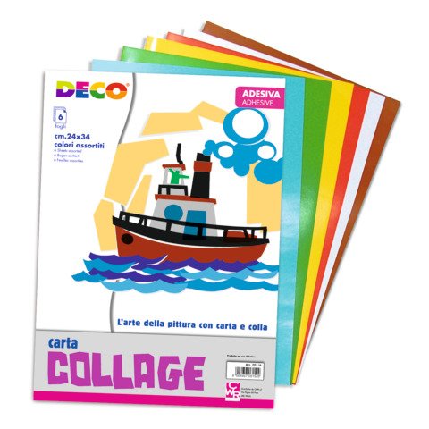 Album carta rasata adesiva Deco 24×34 cm – 80 g/m² – 6 fogli – colori assortiti – 701/6