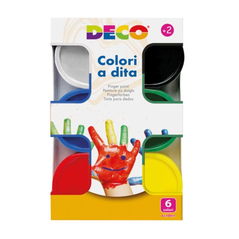 Colori a dita Deco 100 ml in conf. da 6 flaconi colori assortiti 13371