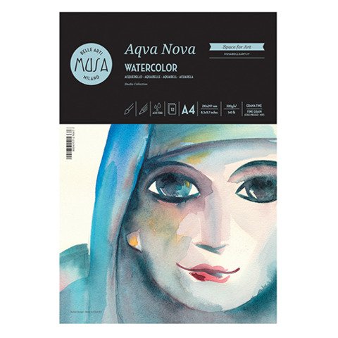 Blocco acquerello Musa Aqva Nova 12 ff – 300 g – grana fine formato A4 MU121294