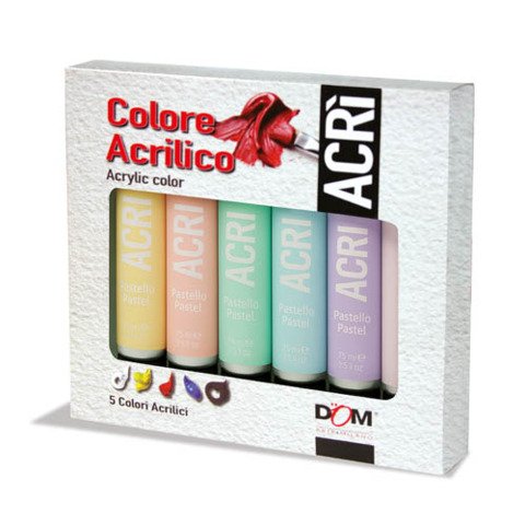 Colore acrilico in tubetto Dom 100 ml conf. 5 pezzi colori pastello 11535/a5p