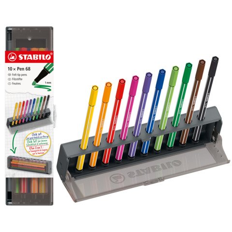 Click set 10 pennarelli Stabilo Pen 68 tratto 1 mm in colori assortiti – 6810-7