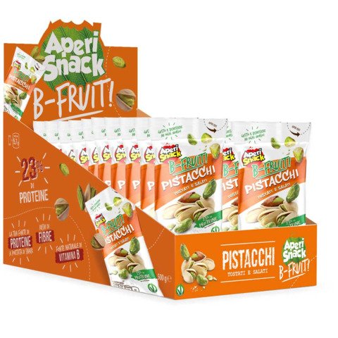 Pistacchi tostati e salati AperiSnack B-FRUIT monoporzione da 25 g – conf. 20 pz – 01-1776