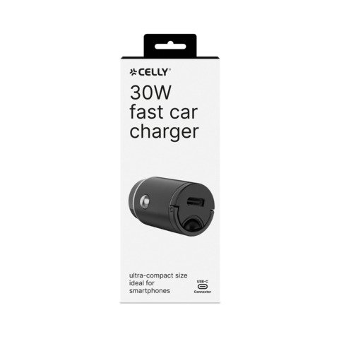 Caricatore per auto Celly USB-C ultra compatto 30W – 3,95×2,06×2,06 cm nero CCMINIUSBCBK
