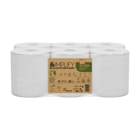 Asciugamani in rotolo Autocut Papernet Simplify a 2 veli – bianco – 130 m – conf. 6 pz – 421584