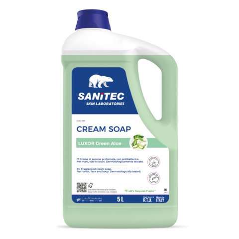 Crema di sapone profumata idratante Sanitec Luxor Green Aloe con antibatterico 5 L – 1081