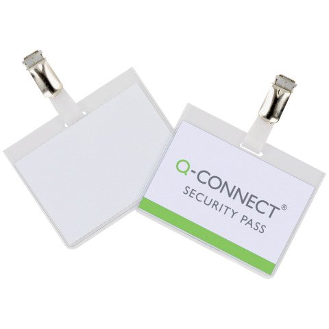 Portabadge Q-Connect plastica 90×60 mm con clip – Security badge chiuso Confezione da 25 pezzi – KF01562