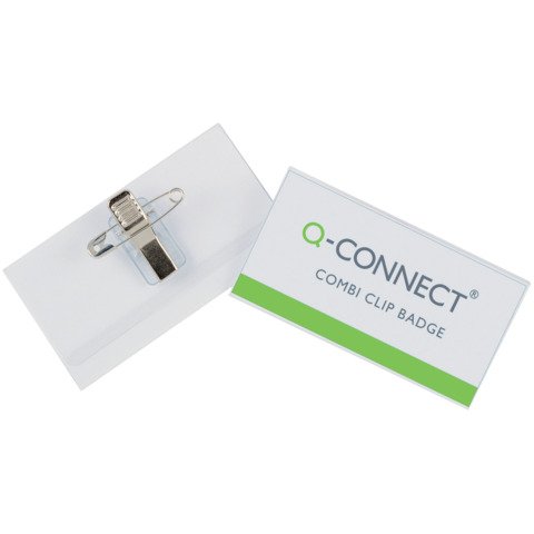 Portabadge Q-Connect plastica con clip e spilla 90×54 mm conf. da 50 – KF01567