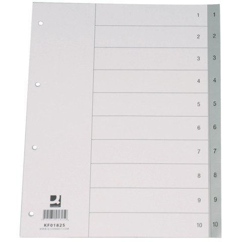 Divisore numerico Q-Connect grigio 22,5×29,7 cm ppl 1-10 KF01825