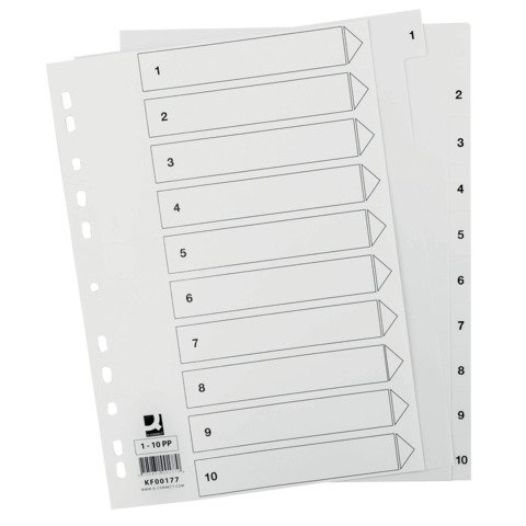 Divisore numerico Q-Connect bianco 22,5×29,7 cm ppl 1-10 KF00177