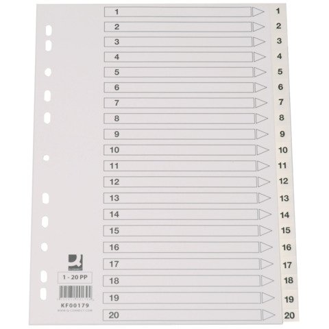 Divisore numerico Q-Connect bianco 22,5×29,7 cm ppl 1-20 KF00179