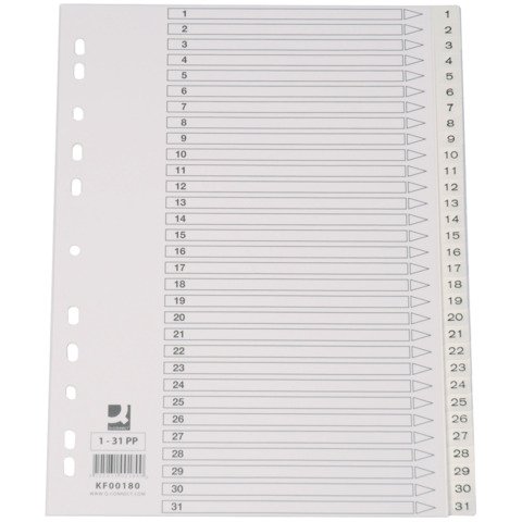 Divisore numerico Q-Connect bianco 22,5×29,7 cm ppl 1-31 KF00180