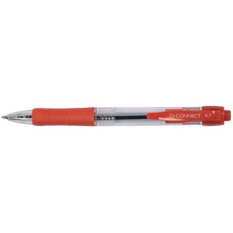 Penna a sfera a scatto Q-Connect punta M 0,7 mm rosso – conf. da 10 pezzi – KF00269