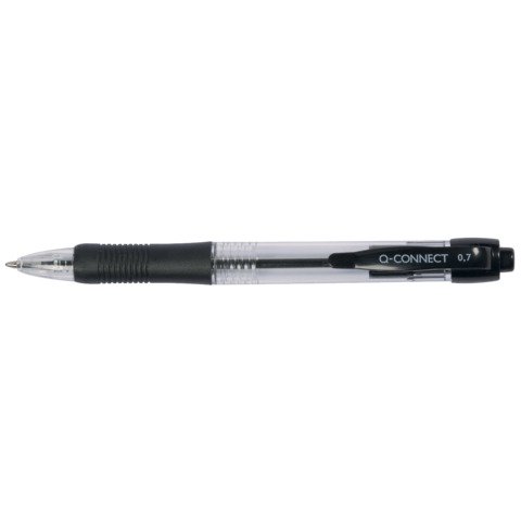 Penna a sfera a scatto Q-Connect punta M 0,7 mm nero – conf. da 10 pezzi – KF00267