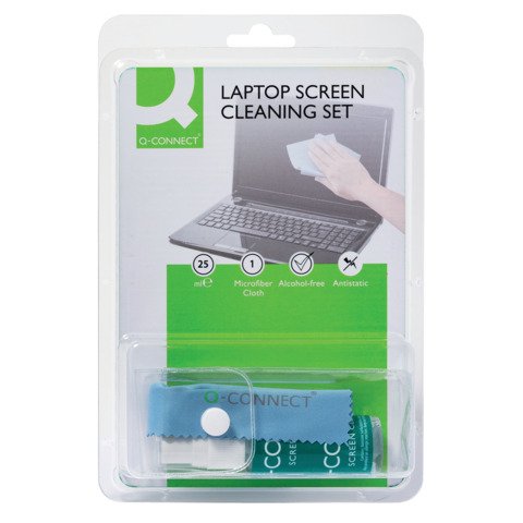 Kit pulizia laptop Q-Connect Spray da 25 ml + panno KF32158