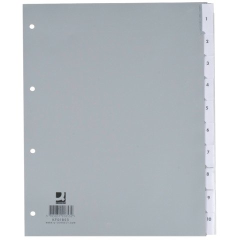 Divisore personalizzabile Q-Connect grigio 24,5×29,7 cm ppl 10 pagine KF01853