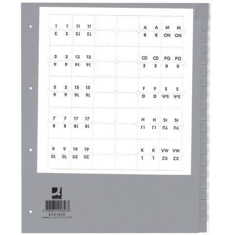 Divisore neutro Q-Connect grigio XL 24×29,7 cm ppl 20 fogli KF01856