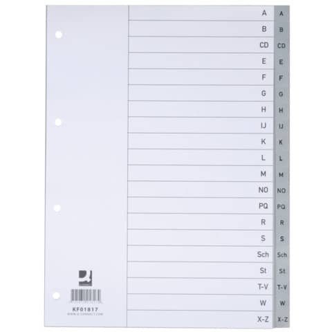 Divisori alfabetici Q-Connect A-Z 22,5×29,7 cm grigio 20 pagine KF01817