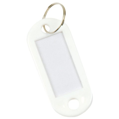 Targhetta portachiavi Q-Connect standard in plastica 5×2,2 cm bianco Confezione da 10 pezzi – KF10874