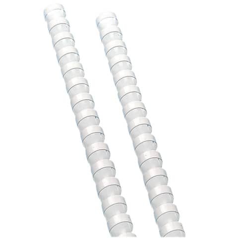 Dorsi a spirale in PVC per rilegatura Q-Connect A4 – 21 anelli 12 mm – fino a 80 ff bianco – conf. 100 pz – KF24023