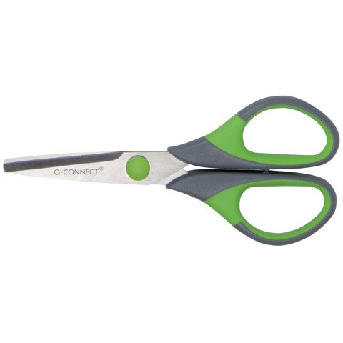 Forbici in blister Q-Connect Softgrip lame simmetriche grigio/verde 14 cm KF00752