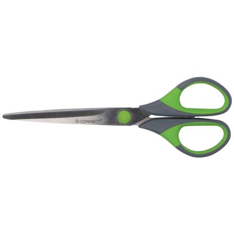 Forbici in blister Q-Connect Softgrip lame simmetriche grigio/verde 17,5 cm KF00753