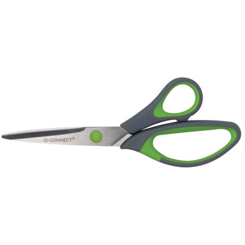Forbici in blister Q-Connect Softgrip lame asimmetriche grigio/verde 20 cm KF00754